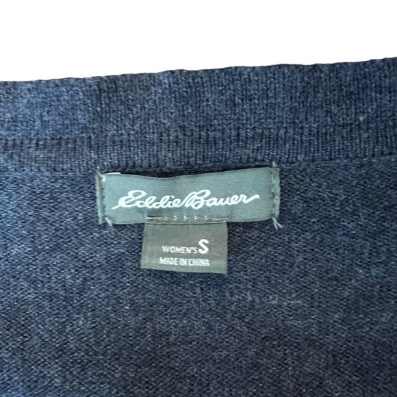 Eddie Bauer Sweater S Lambswool Blend Blue Ruffled Womens Popover Size Small - Picture 8 of 8